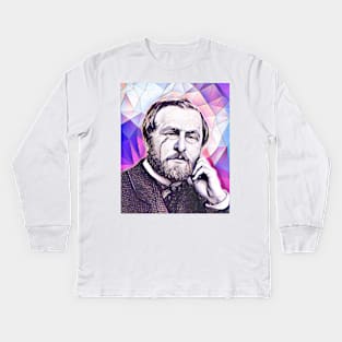 Hippolyte Taine Pink Portrait | Hippolyte Taine Artwork 8 Kids Long Sleeve T-Shirt